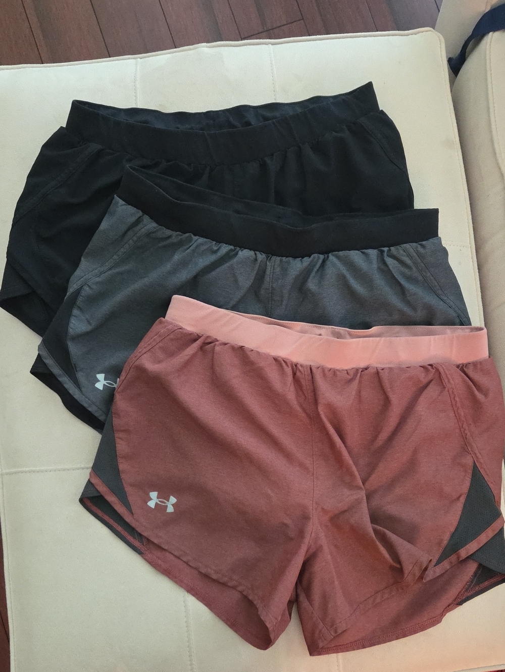 Under Armour Women's Black, Gray & Rose Athletic Shorts 3-Pack